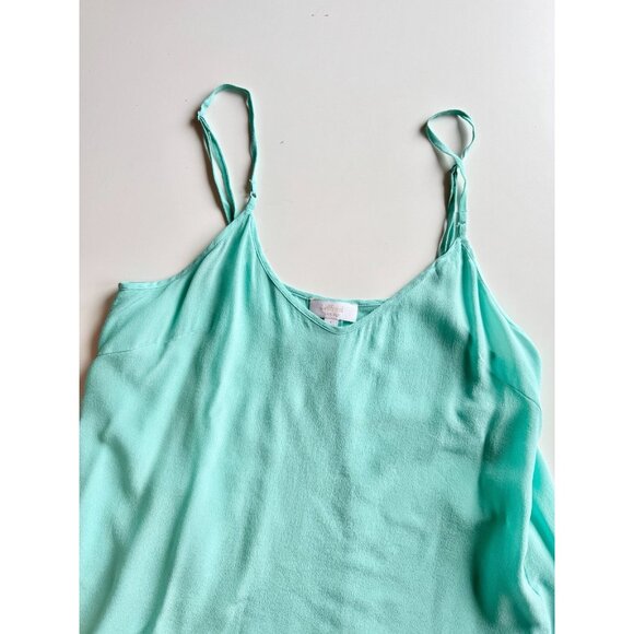 Aritzia WILFRED Minou Turquoise Silk Crepe Lace Trim Camisole Tank Top, Size S - Picture 6 of 11